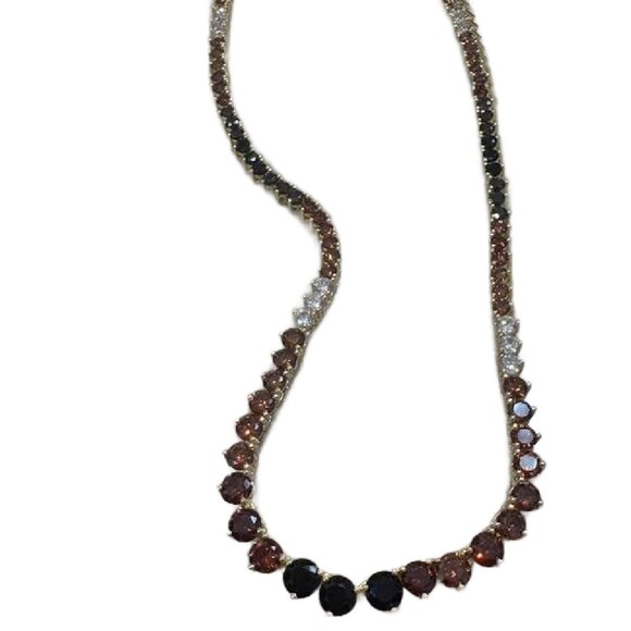 Melinda Maria Ombré Chocolate Gold Tennis Necklace Limited Edition 16" FIRM - Picture 5 of 6